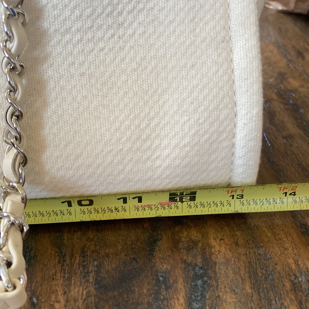CHANEL Deauville Shopping Bag Tote White Boucle Silver Hardware - Picture 13 of 16